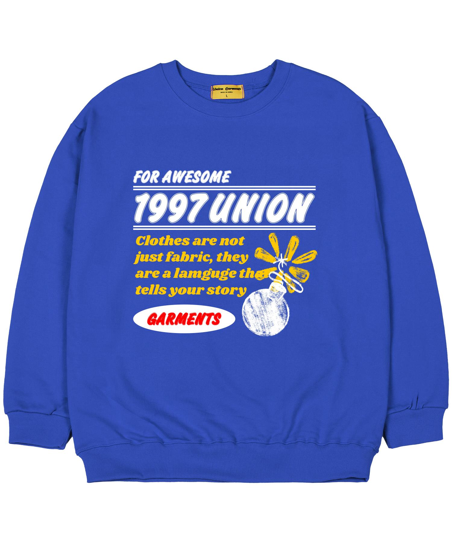 Union Garments [На флисе] Винтажная объемная толстовка Boom Синяя M