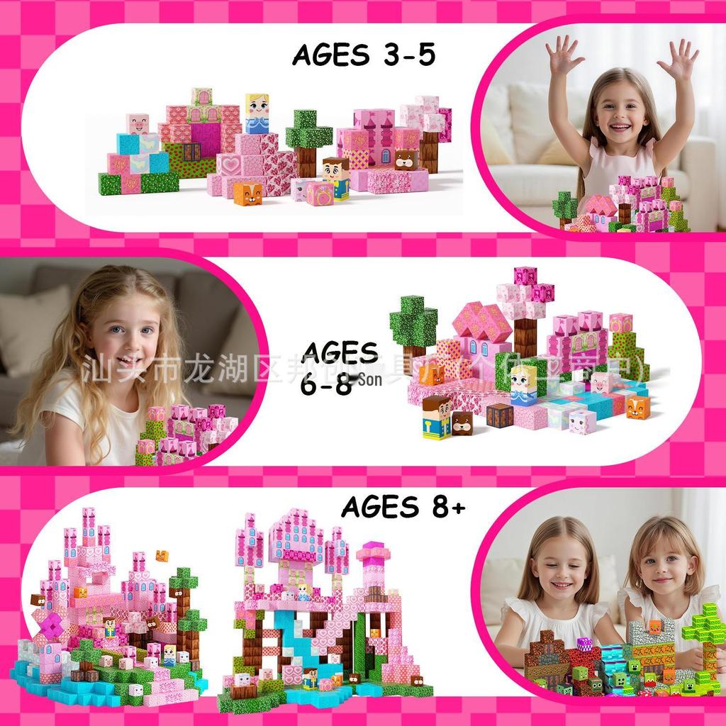 Rosa Schloss Magnetische Bausteine - STEM Lernspielzeug für Kinder