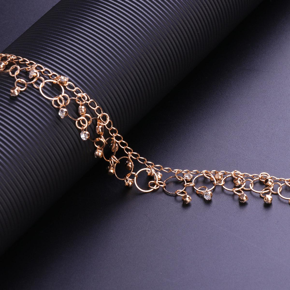 

1Pcs Golden Rhinestone Tassel Anklets Women Beach Foot Chain Alloy Ankle Bracelet Stylish Elegant Long-Lasting Wearable Jewelry золотистий