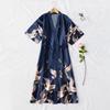 Damen Langarm-Robe mit Kranich-Print im Seiden-Stil für Braut und Brautjungfern - Atmungsaktive und bequeme Nachtwäsche.