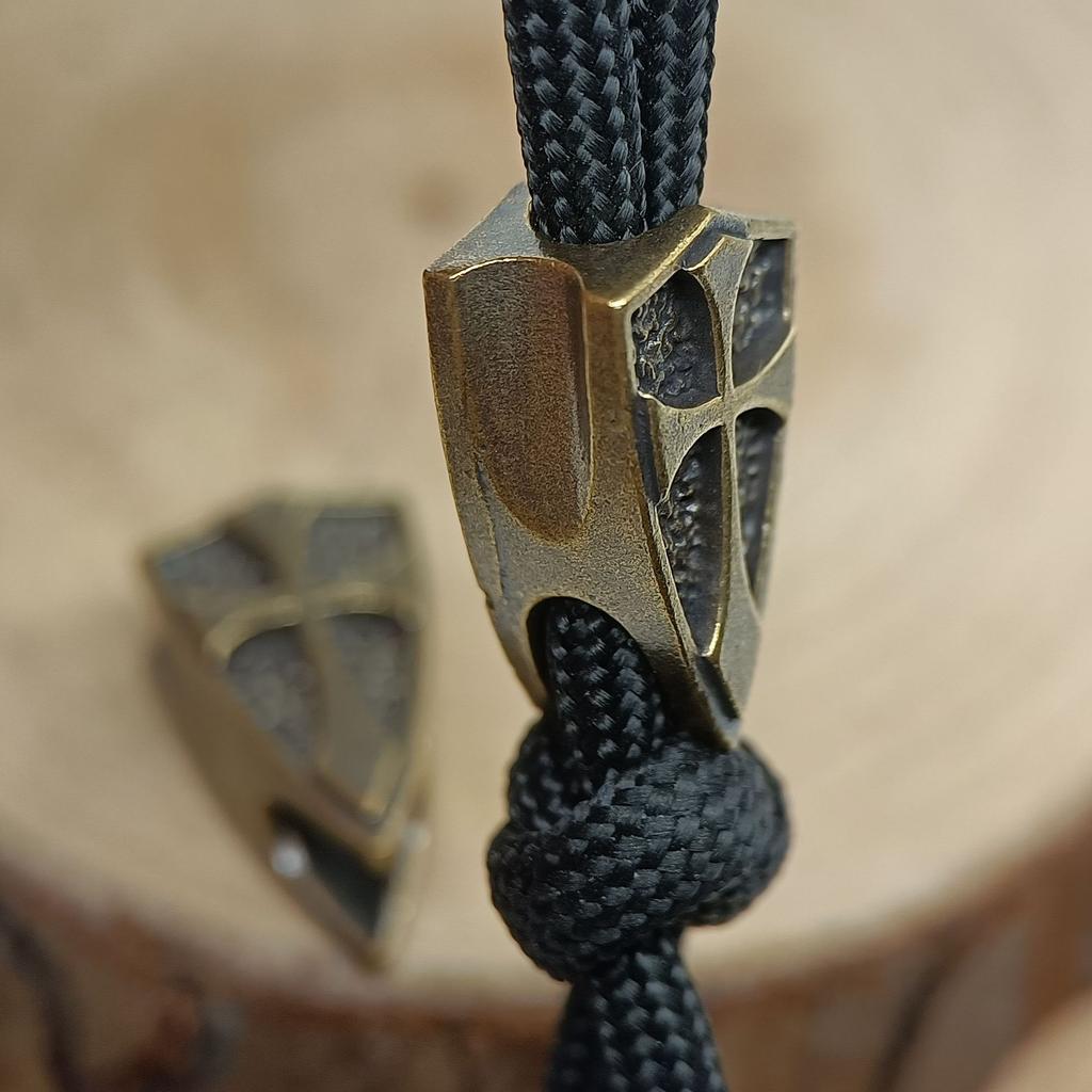 Cross Shield Brass Knife Beads Umbrella Rope Pendant Flashlight Lanyard Hanging EDC Outdoor Tool DIY Key Chain Bracelet Accessory