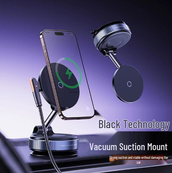 15W Magnetic Wireless Car Phone Holder - Foldable, Rotatable, Universal Magsafe-Compatible Alloy Design