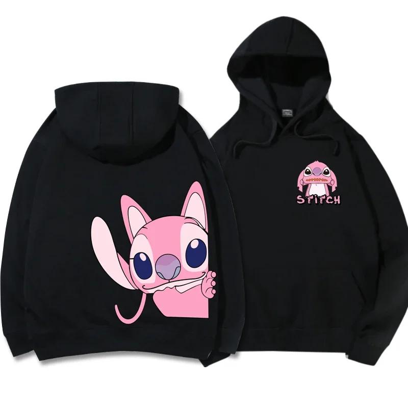 

Disney Hoodie Fashion Stitch Angel Monster Letter Cartoon Sweatshirt Pullover Cute Harajuku Unisex Women s Pocket Top S