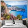 Coastal Landscape Tapestry  Beautiful Bay and Cliff Wall Decoration Hanging Cloth