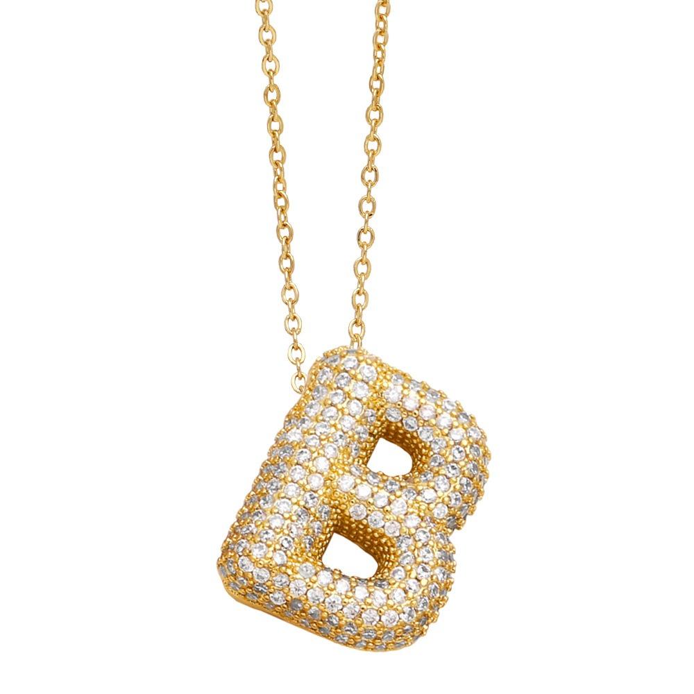 Alphabet 26 Letters Necklace Gold Color Women Sweater Chain Simple A-Z Letter Clavicle Chain  Daily