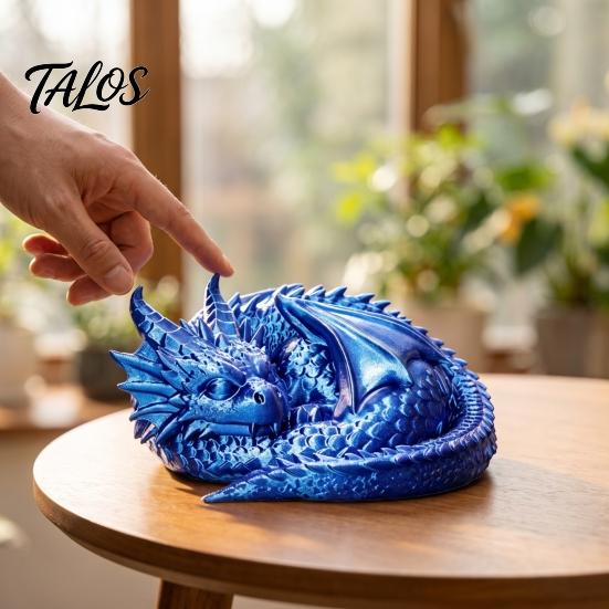 Cute Dragon Toy for Collectors 3D Printed Golden Statue, Fantasy Desktop Ornament, Collectible Creative Room Accessory Art Craft Toy, Unique Gift Kids