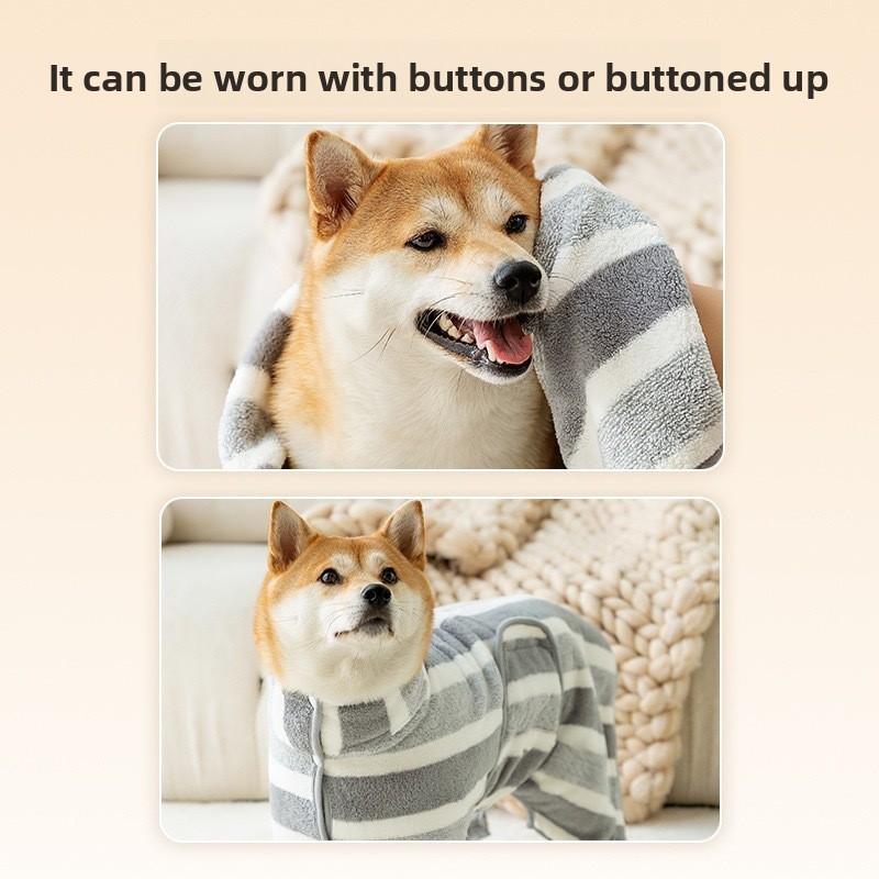 Pet Bathrobe With Coral Fleece Absorbent Towel For Dogs And Cats