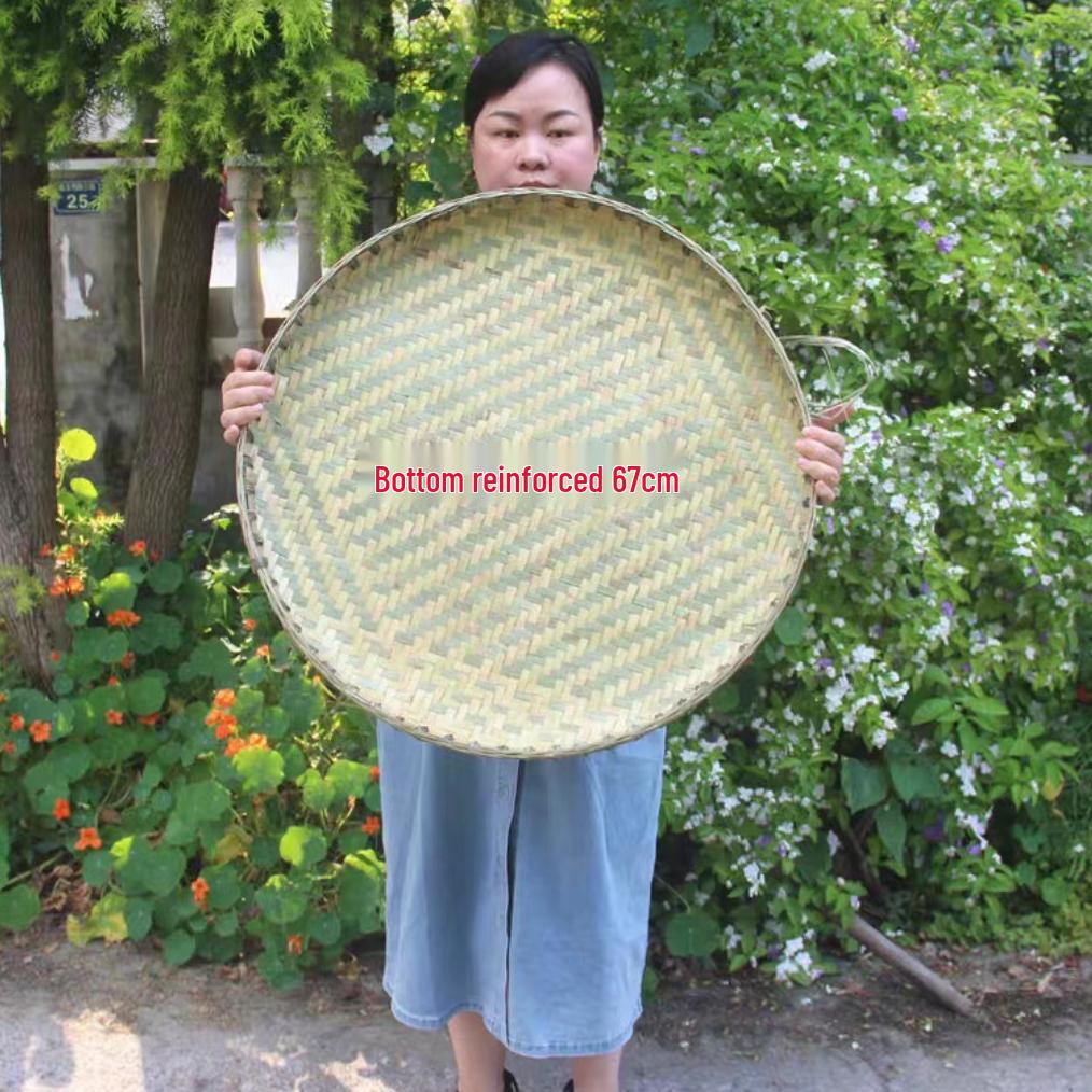 Cesta de Bambú Verde de Primera Capa para Cernir: Redondo, Duradero y Espeso para el Secado de Verduras Doméstico y Comercial.