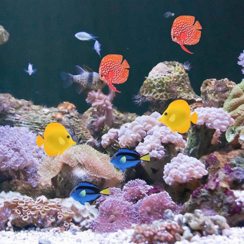 Artificial Moving Fish Floating Silicone Fish with Suction Cup Fishing Line Lifelike Aquarium Decorations for Fish for T