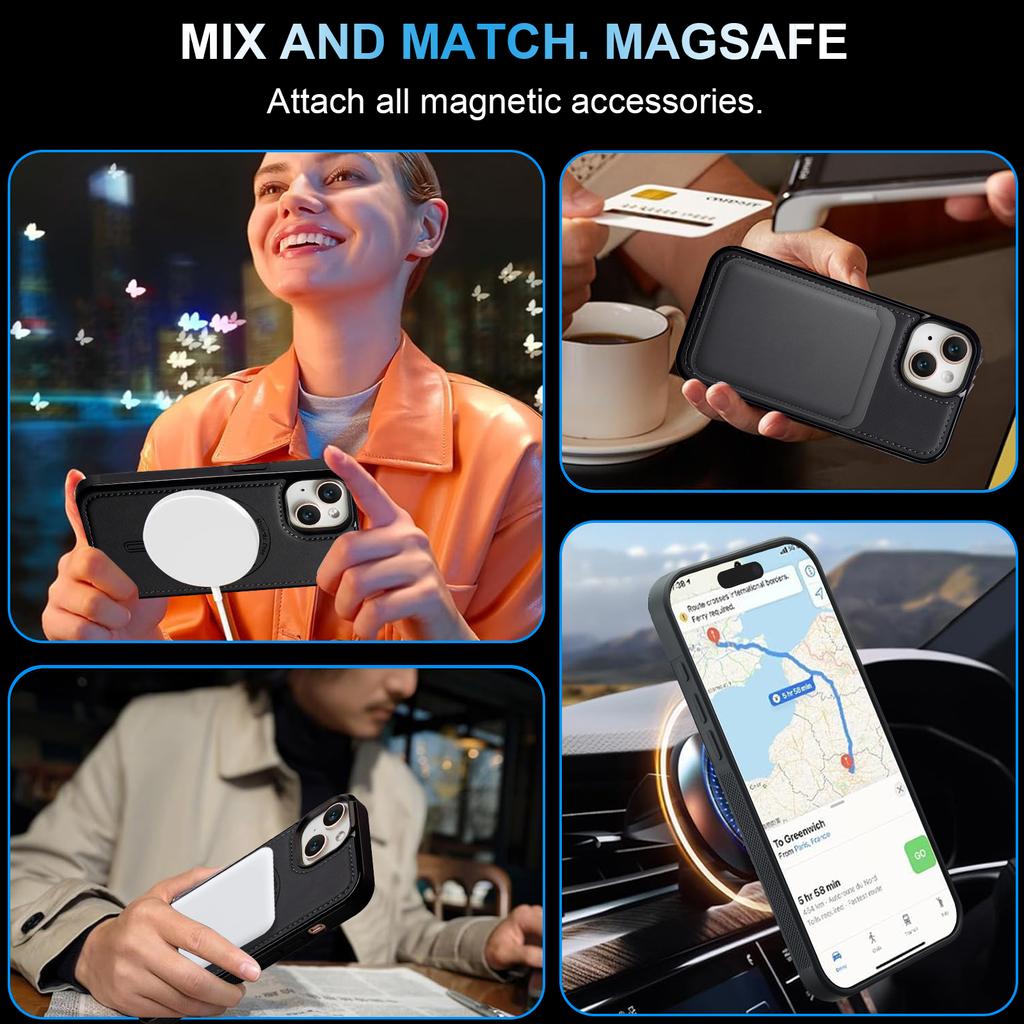 LC.IMEEKE L6 Do iPhone 13 mini/12 mini Etui Pokrowiec na Telefon z Powlekanej Skóry PU PC TPU Kompatybilny z MagSafe