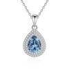 High End Women's 925 Sterling Silver Water Drop Shape Zirconia Necklace Engagement Wedding Pendant Chokers Jewelry