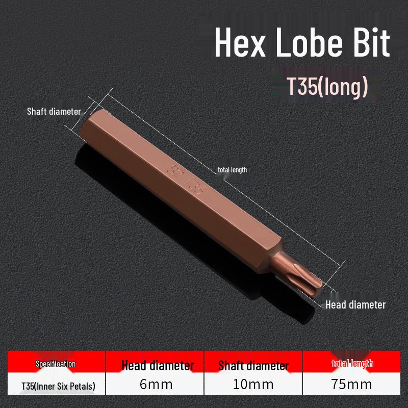 Hexagonal T30 Internal 6-Spline, 12-Point Star Key Socket M10 Tool, T40 Auto Repair.