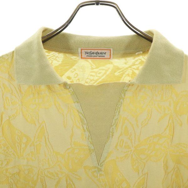 Yves Saint Laurent Overall Handle Long Sleeve Knit Polo Shirt M Yellow Men's Used
