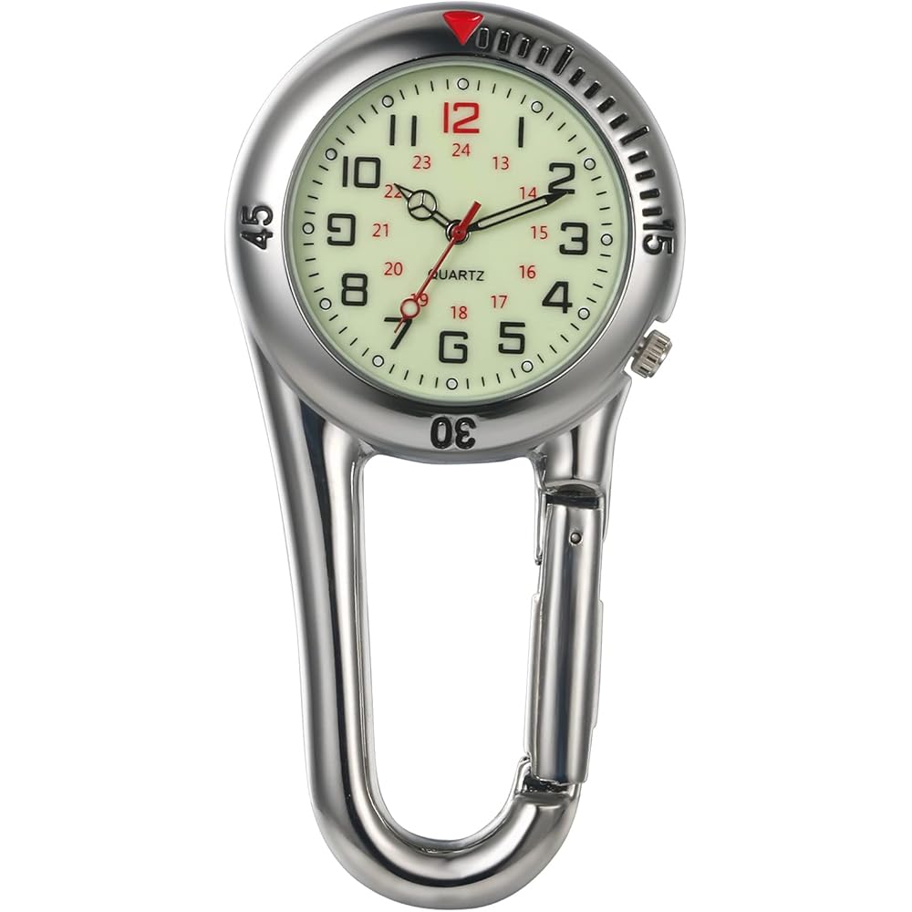 Jewelrywe Carabiner Watch Analog Waterproof Luminous Clip Sports Watch for Climbing and Bags