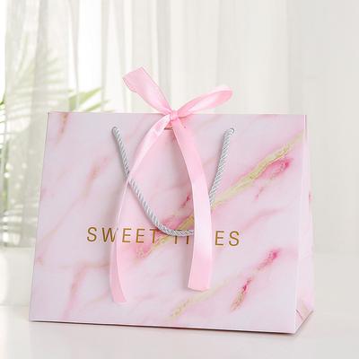 Ins Stil, Dualer Farbverlauf, Geschenktüte, Tragetasche für Bekleidungsgeschäft, Verpackungsbeutel, Schleife, Papiertüte