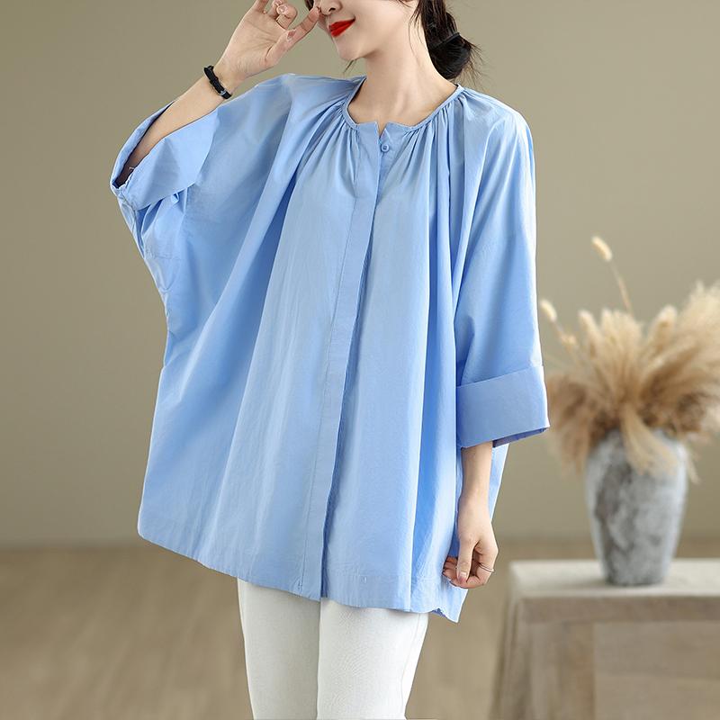 

DIMANAF 2025 Plus Size Summer Cotton T-Shirt Women O-Neck Casual Loose Basic Tops New Tees L синій