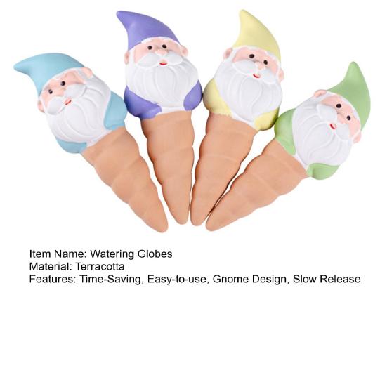 4 Pcs Gnome Self Watering Globes Terracotta Plant Watering Globes Slow Release Automatic Watering Bulbs for Indoor Outdoor Plants