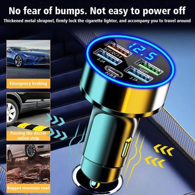 250W QC 3.0 Car Charger 4 Ports USB PD Quick 3.1 USB C Car Phone Charger Adapter For IPhone Fast Charging