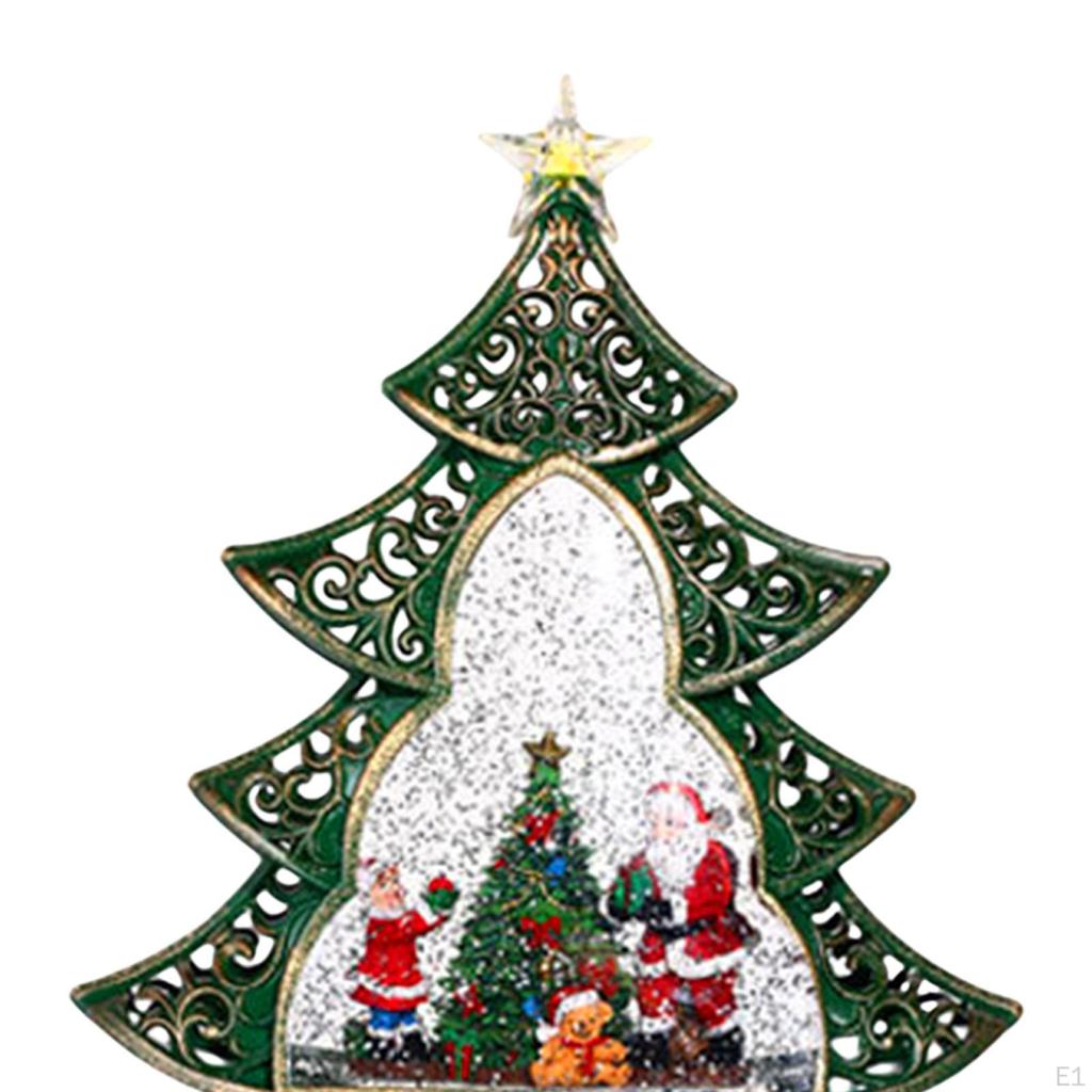 Christmas Music Box Decoration Iron Sculpture Glowing Snow Globe with Light And for
