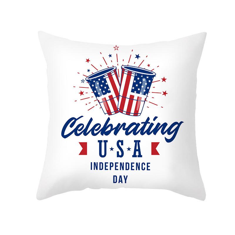 New American Independence Day Pillowcase, Simple Peach Skin Velvet Printed Cushion Cover, Sofa Pillow Cover