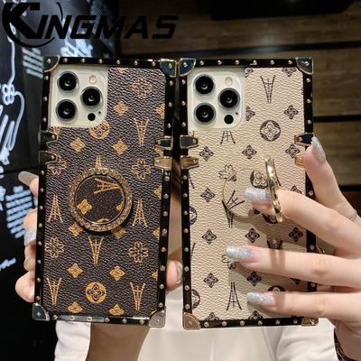 Luxury Fashion Glitter Ring Leather Phone Case For Iphone 6 7 8 11 12 13 14 15 16 Plus Pro MAX X XS XR Holder Shockproof Cover