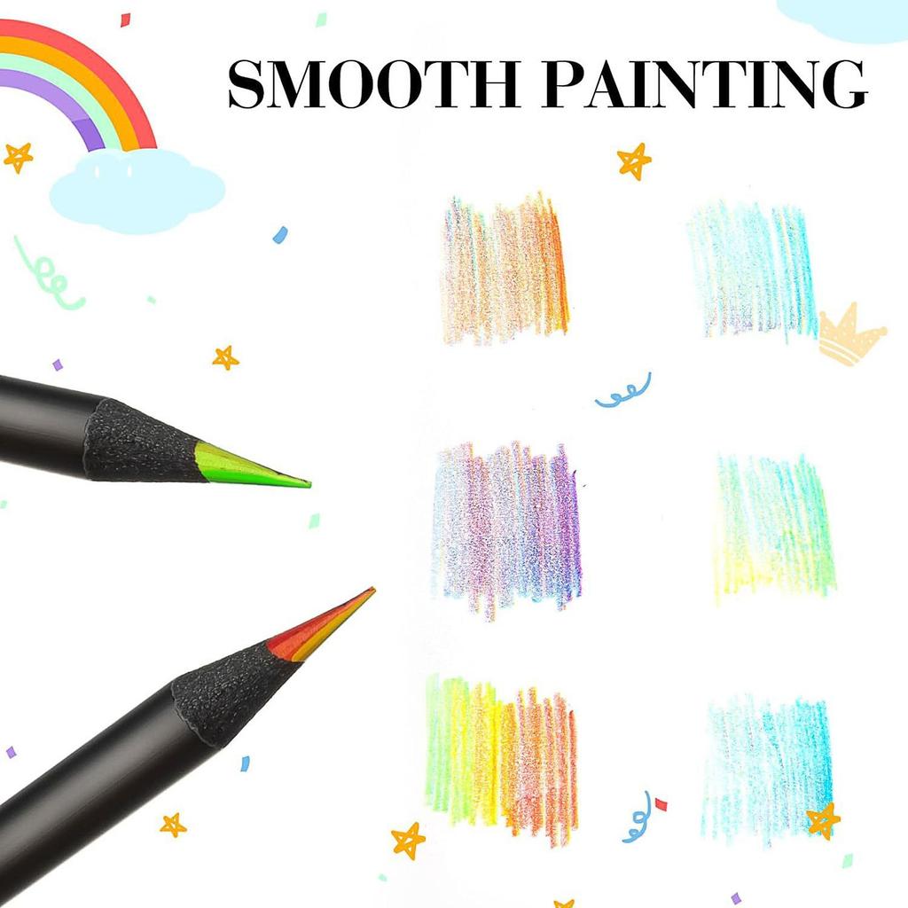 Siebenfarbige Stifte Eins Mehrfarbiger Farbverlauf Mischfarbe Kinder Handgemalte Farbstifte 12 Stück