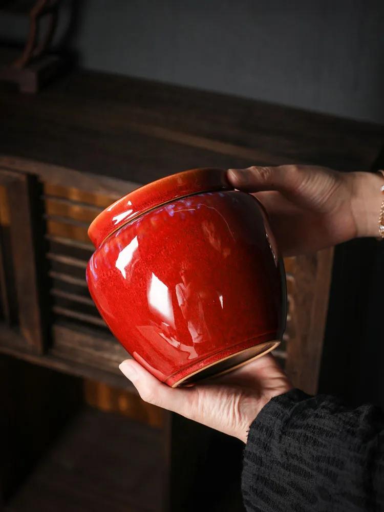 Ceramic Tea Lid Sealed Glaze Jar Storage Kitchen Grain Decoration