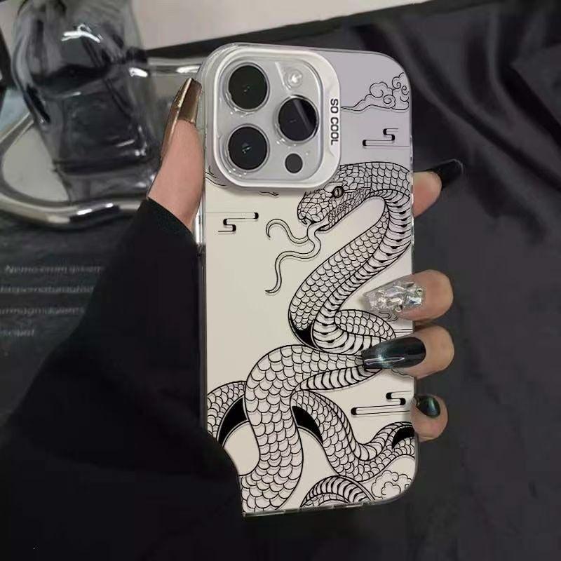 Line Black Snake for Apple 16PROMAX Mobile Phone Case iPhone15 Snake Year 14 Men and Women 13 Anti-drop 12/xr