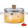 Glass Cooking Pot with Lid 1.6L/54oz Heat Resistant Glass Saucepan with Double Handles Non-Stick Borosilicate Glass Stovetop Pot