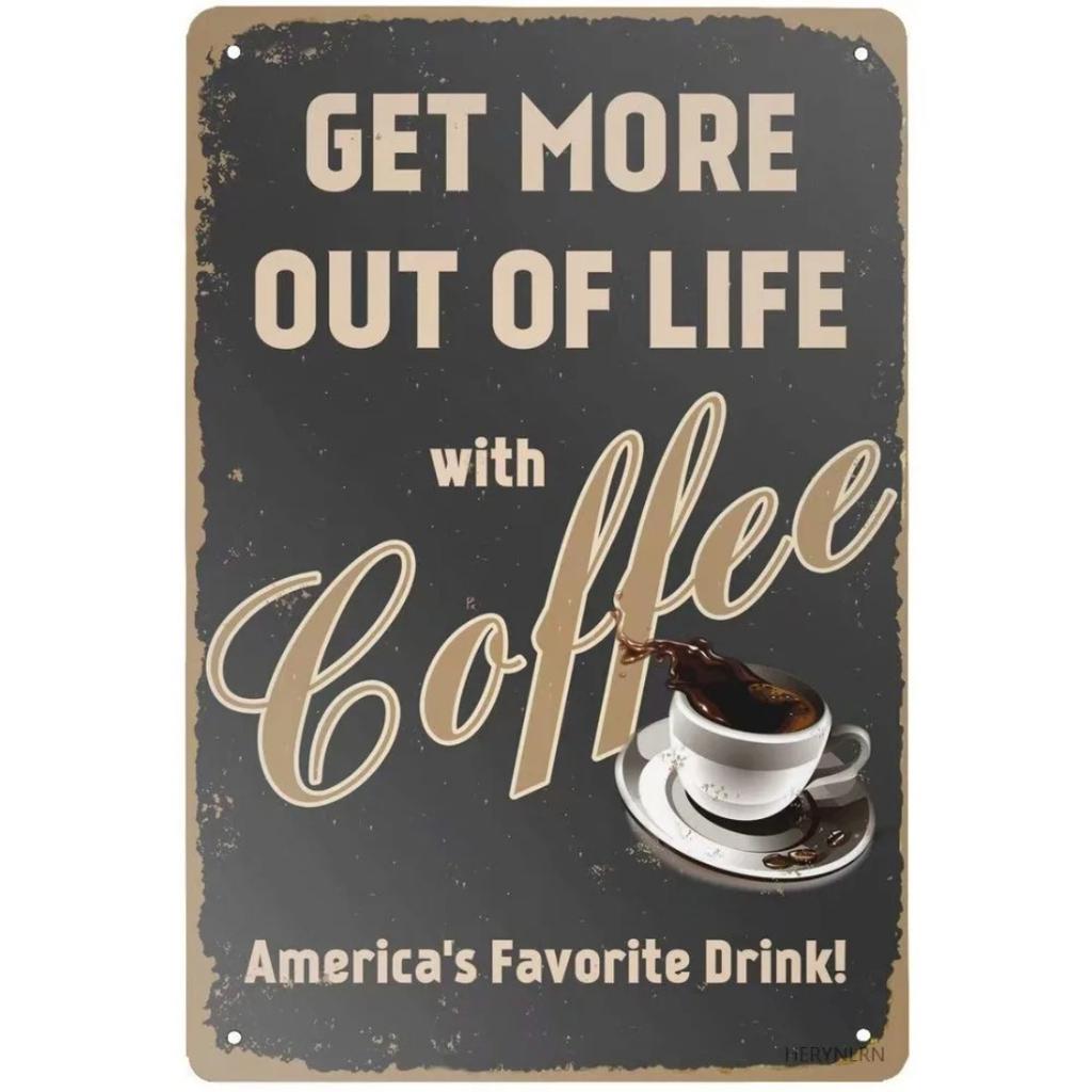 HERYNLRN Retro Coffee Tin Sign 8x12 Inch Vintage Metal Wall Decor for Home Bar Kitchen