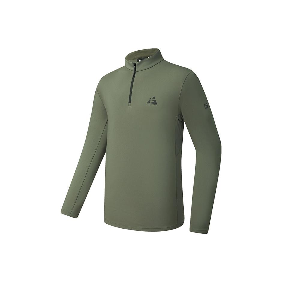 Fila Explorer High-Quality Casual Sports Comfortable Soft Knit Long Sleeve T-Shirt Men Tops Ancient-Tree-Tea-Green A11M547203FKK