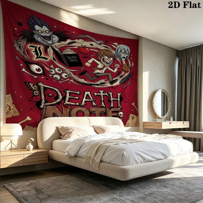 Arazzo da Parete Death Note Appeso Estetico Coperta in Tessuto Stampato Arazzi Decorativi per Camera da Letto Soggiorno Decorazioni per la Casa