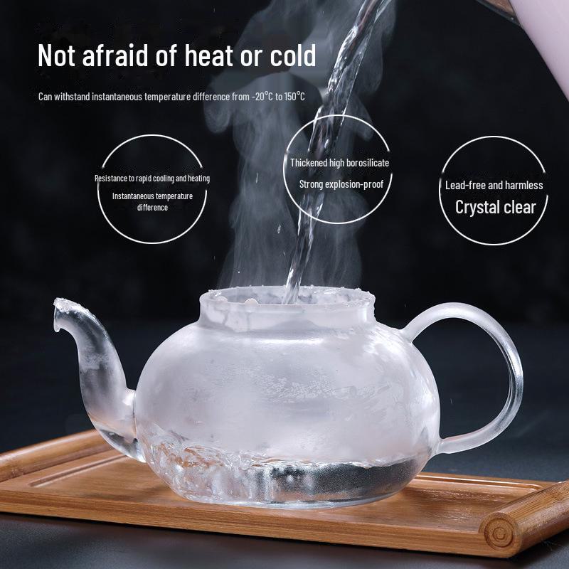 High-Grade Glass and Stainless Steel Teapot - Heat Resistant Transparent Flower Tea Set