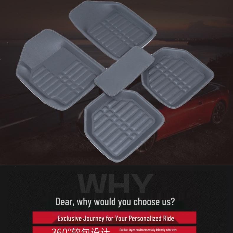 Universal RHD Car Floor Mats: Full Surround Silk Ring Embossed Leather