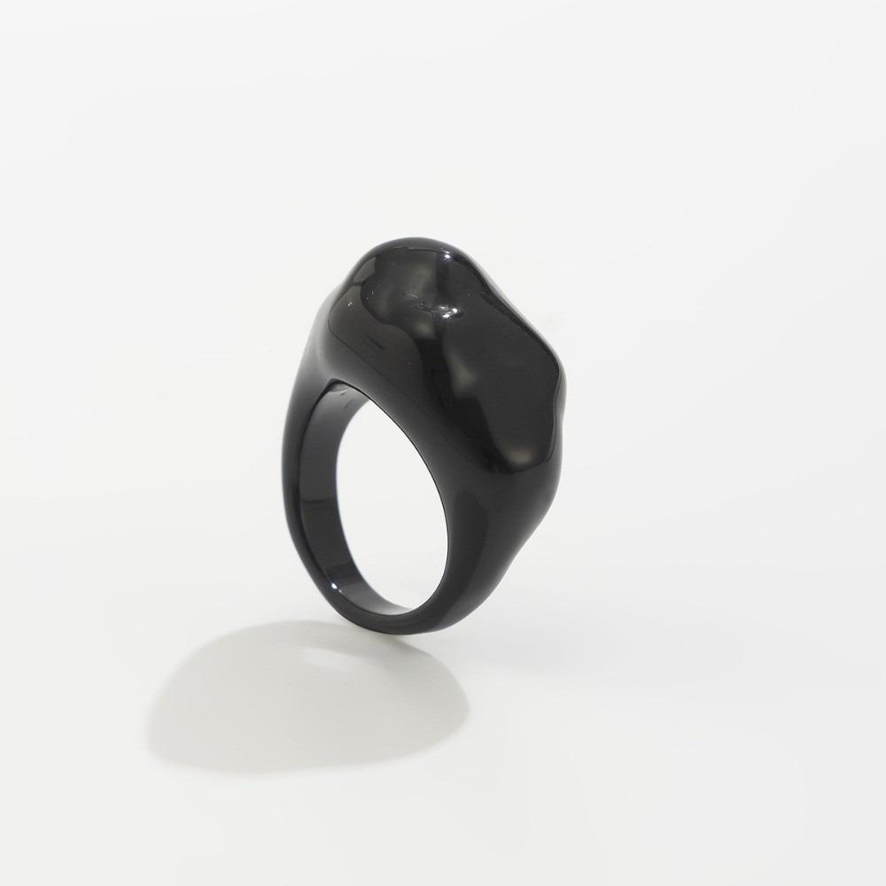 

Vintage Black White Geometric Resin Ring Irregular Shape Plastic Finger Ring Big Knuckle Ring Women Men чёрный