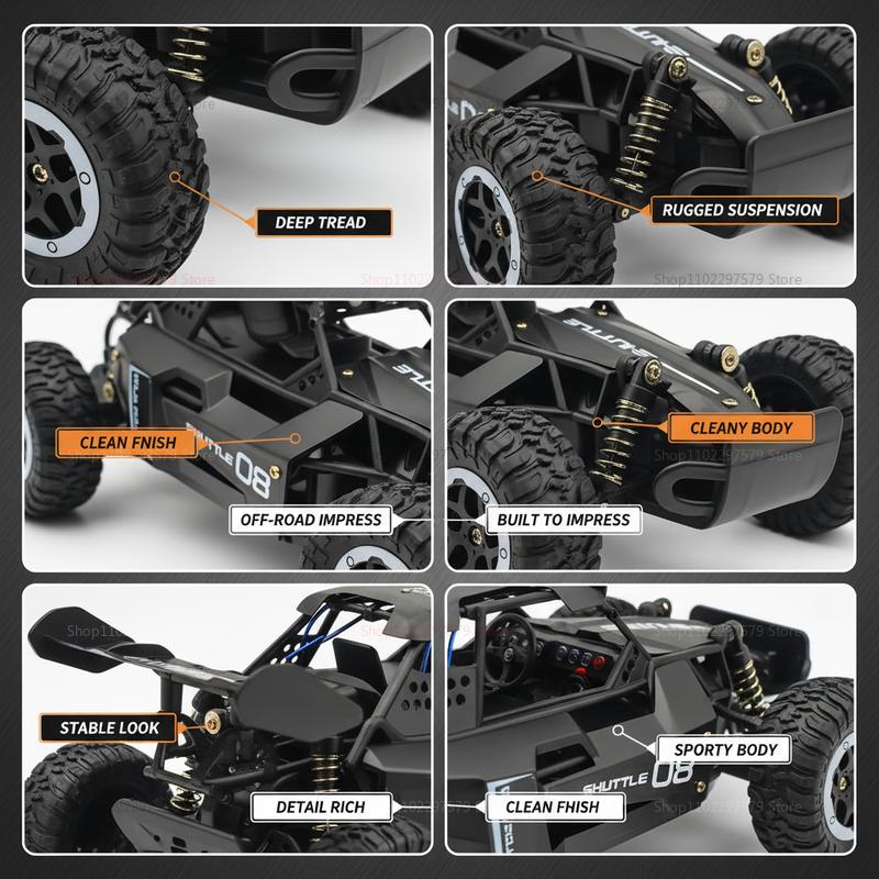 New RC Cars 20 KM/H High-Speed 2WD Off-Road Remote Control Car with LED Headlight 2.4GHz Monster Truck Outdoor RC Car Toys Gifts