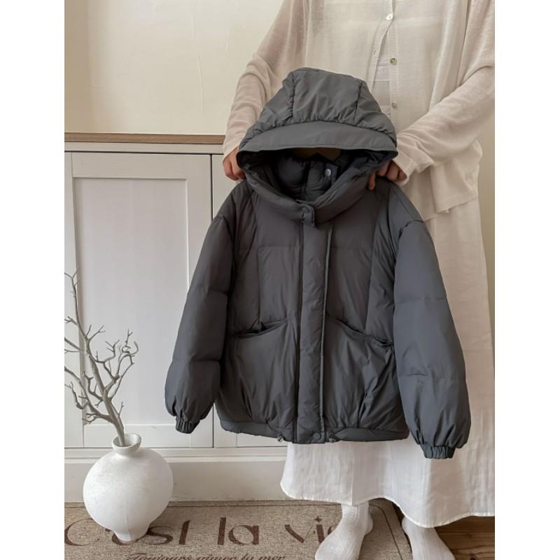 Children's Winter Thickened Warm Short Down Jacket Medium-Large Kids' Lightweight Hooded Coat