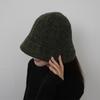 Women's Leaf Pattern Crochet Team Wool Knit Bucket Hat
