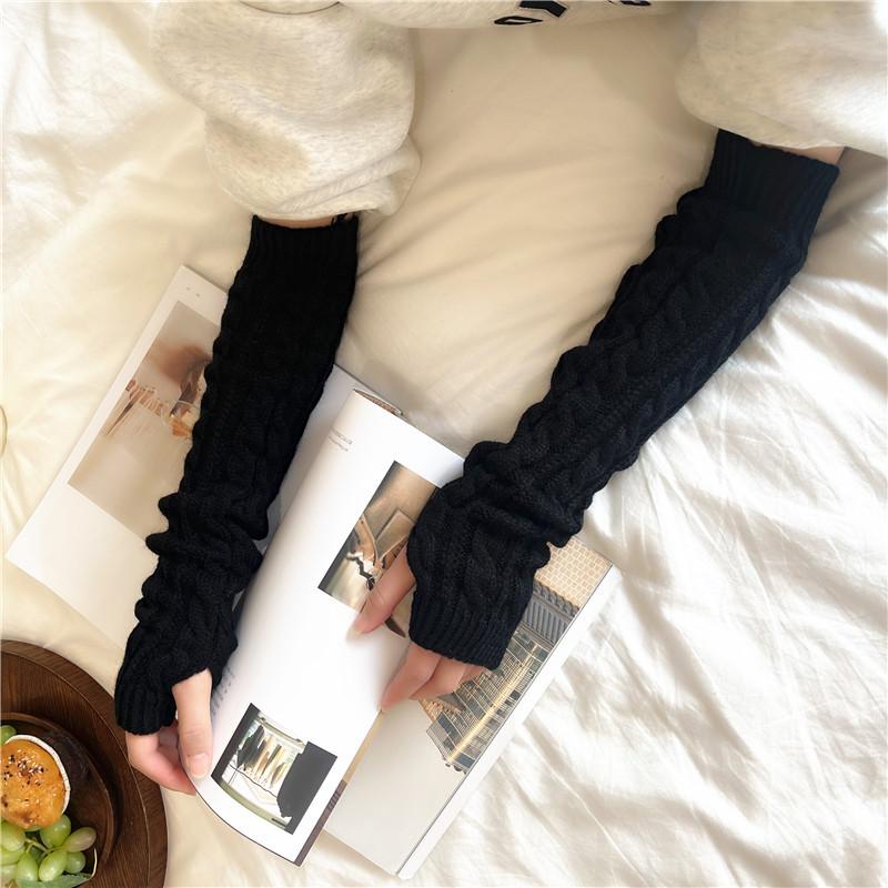 Thumb Hole Arm Sleeves Beautiful Thicker Keep Warm Winter Women Long Gloves Mittens