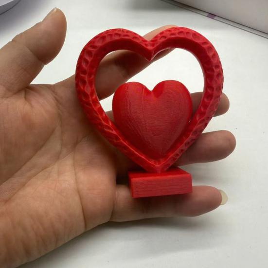 Double Heart Sculpture 3D Printed Red Heart Figurine Romantic Tabletop Ornaments for Anniversary Home Desk Shelf Decor Wedding Romantic Gifts