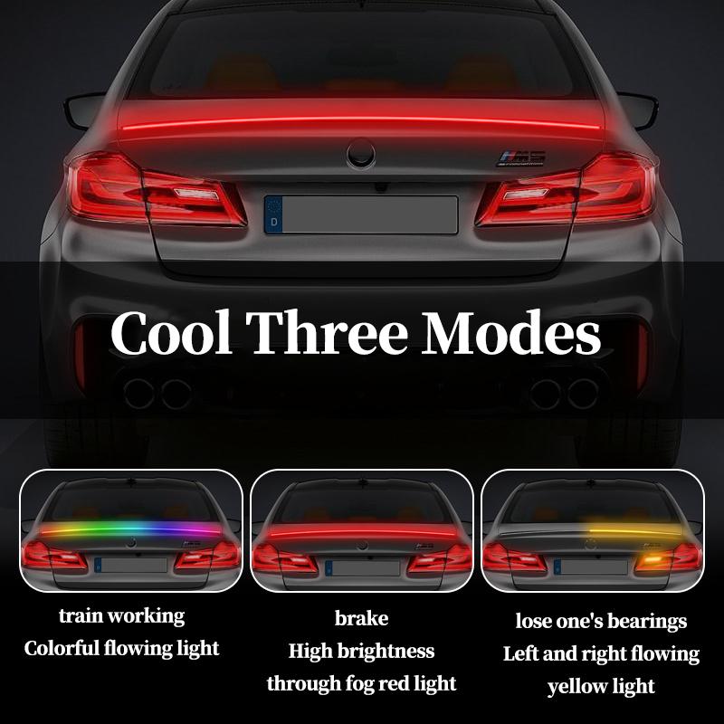 New Car Carbon Fiber Tail Light Modified Trunk Tail Light, Turn Signal Brake Light, Universal LED Iridescent Flow Light