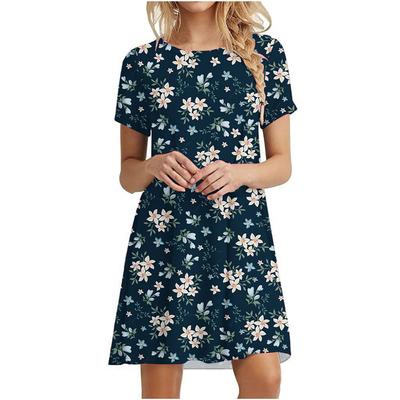 Floral Print Short Dresses For Women Elegant Mini Dress Woman Short Sleeve Vintage Dress Summer 2022 New Fashion Casual Clothing