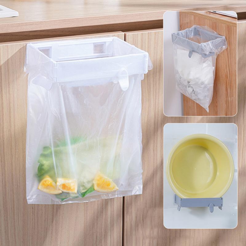 Foldable Trash Bag Holder Wall-Mounted Kitchen Garbage Bag Organizer Hanging Plastic Bag Film Storage Rack Container Dispenser