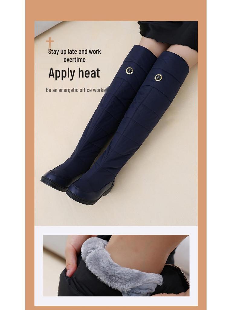 Electric Heated Over-the-Knee Boots with Intelligent Temperature Control - Winter Warm Plush Cotton, Outdoor Antifreeze Footwear