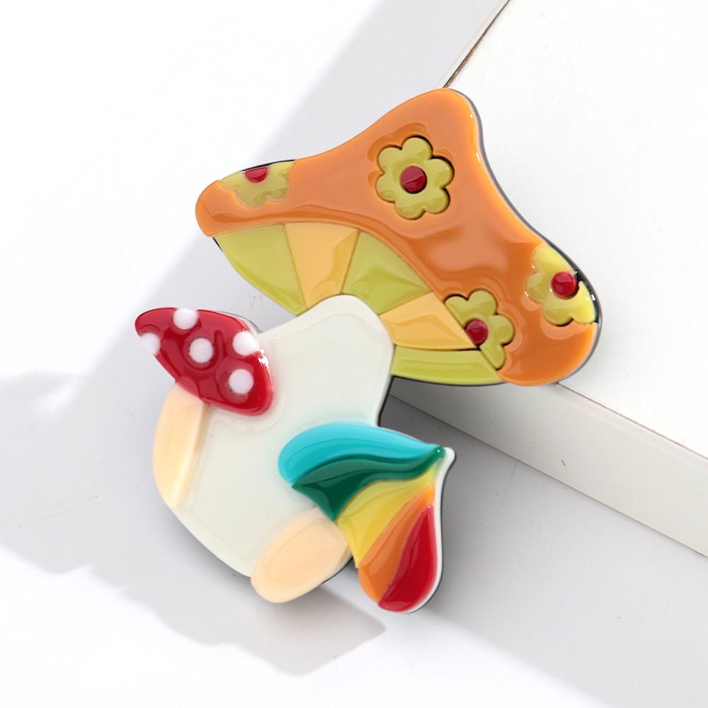 

Cute Colorful Mushroom Brooches for Women Girls Cartoon Flower Plant Badge Pins Jewelry Clothing Bag Accessories Easter Gifts