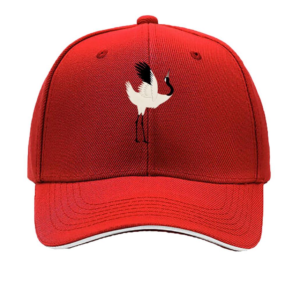 Crane Baseball Cap Adjustable Lightweight Vintage Hat Animal Theme Hand Washable Buckle Closure Sandwich Baseball Cap