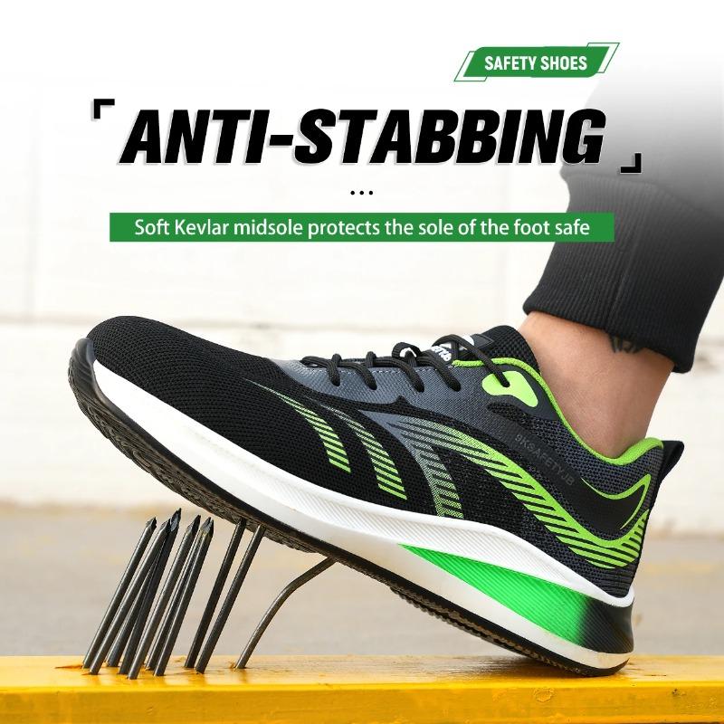 Lightweight Men Safety Shoes Steel Toe Cap Work Sneakers Men Protective Shoes Anti-smash Anti-puncture Indestructible Shoes