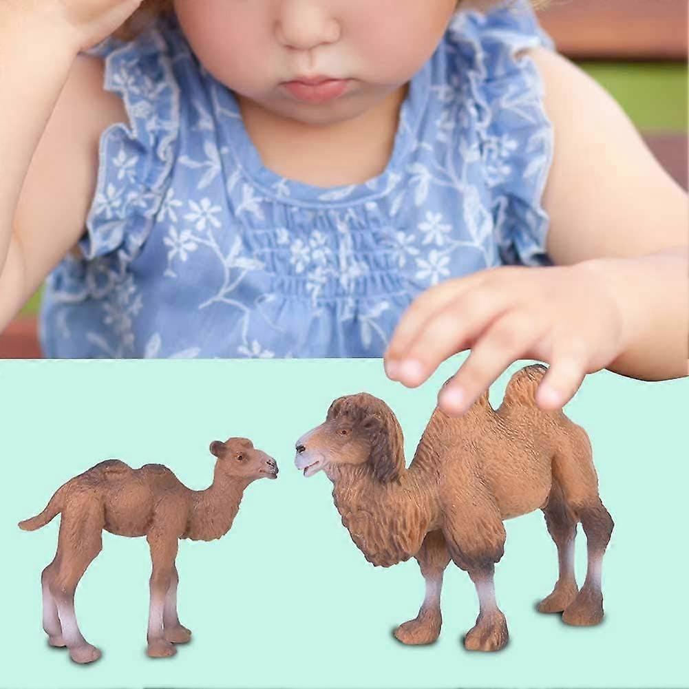 Animal Model Toy, 2pcs Miniature Wild Safari Wildlife World Animal Figures Desktop Decoration Bactrian Camel Model Toy Home Decor Gifts for Kid Childr