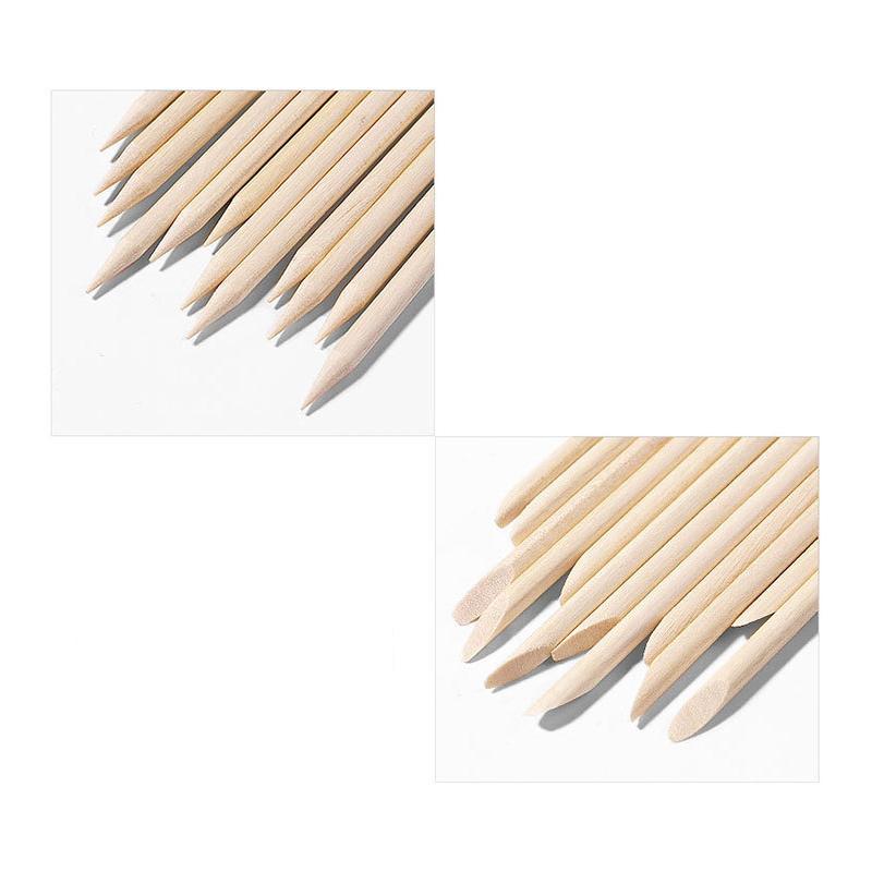 100pcs Nail Art Orange Wood Stick Cuticle Pusher Remover Double Ended Dead Skin Removal Manicure Tool