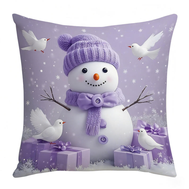 

1 шт. Новый Рождественский Квадратный Фиолетовый Декоративный Наволочка Санта Клаус Снеговик Односторонняя Наволочка 45*45cm